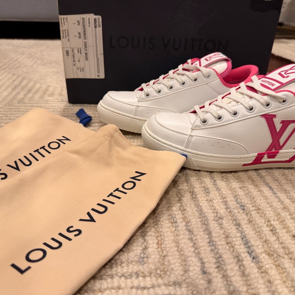 *BRAND NEW* Louis Vuitton White and Hot Pink Low-Top Sneakers
